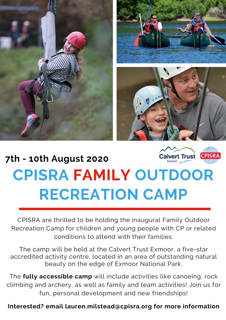 Photo of poster for CPISRA's family outdoor recreation camp