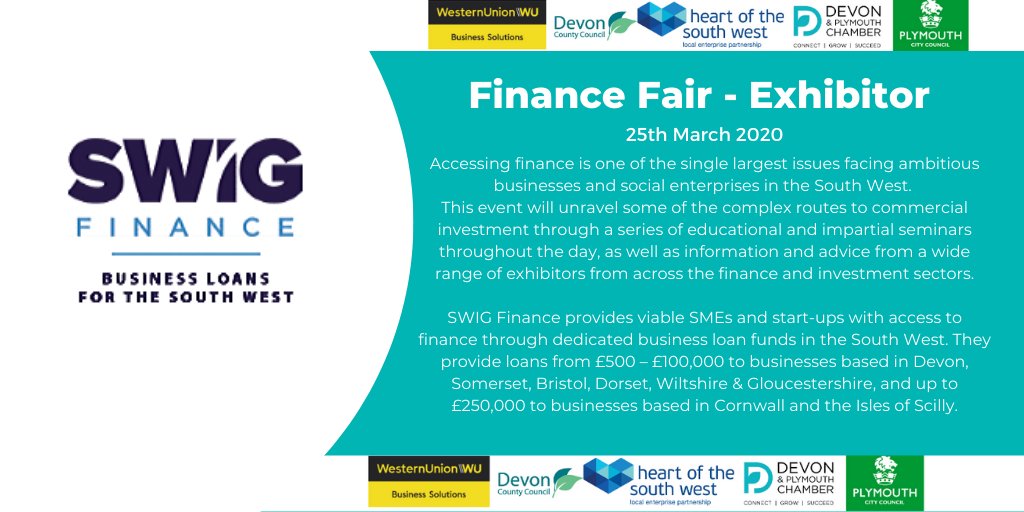 Chamber_Devon's tweet photo. SWIG Finance will now be exhibiting at our Finance Fair! Make sure to book your place now: https://t.co/Os3iHoN5iP or email events@devonchamber.co.uk to enquire about exhibiting opportunities. #financeinbusiness #financefair #moretobeannounced https://t.co/J1VjjC77pn