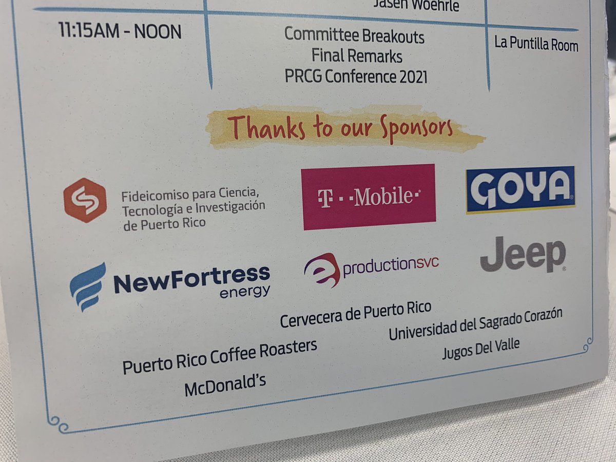 prcgroup's tweet photo. So thankful to our sponsors of #PRinPR! @TMobile @Jeep @McDonalds and more! #LivingLaVidaPRCG https://t.co/bmHj0CFQQf