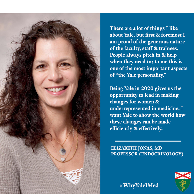 YaleIMed's tweet photo. Dr. Elizabeth Jonas loves the #generous nature of her colleagues - "the @Yale personality." She also is excited that @YaleMed is leading #changes in #medicine.
This is #WhyYaleIMed. For more on the Dept. of Internal Medicine, visit https://t.co/RVUGaayFM4
#YaleEndocrinology https://t.co/BDxmZbnE3X