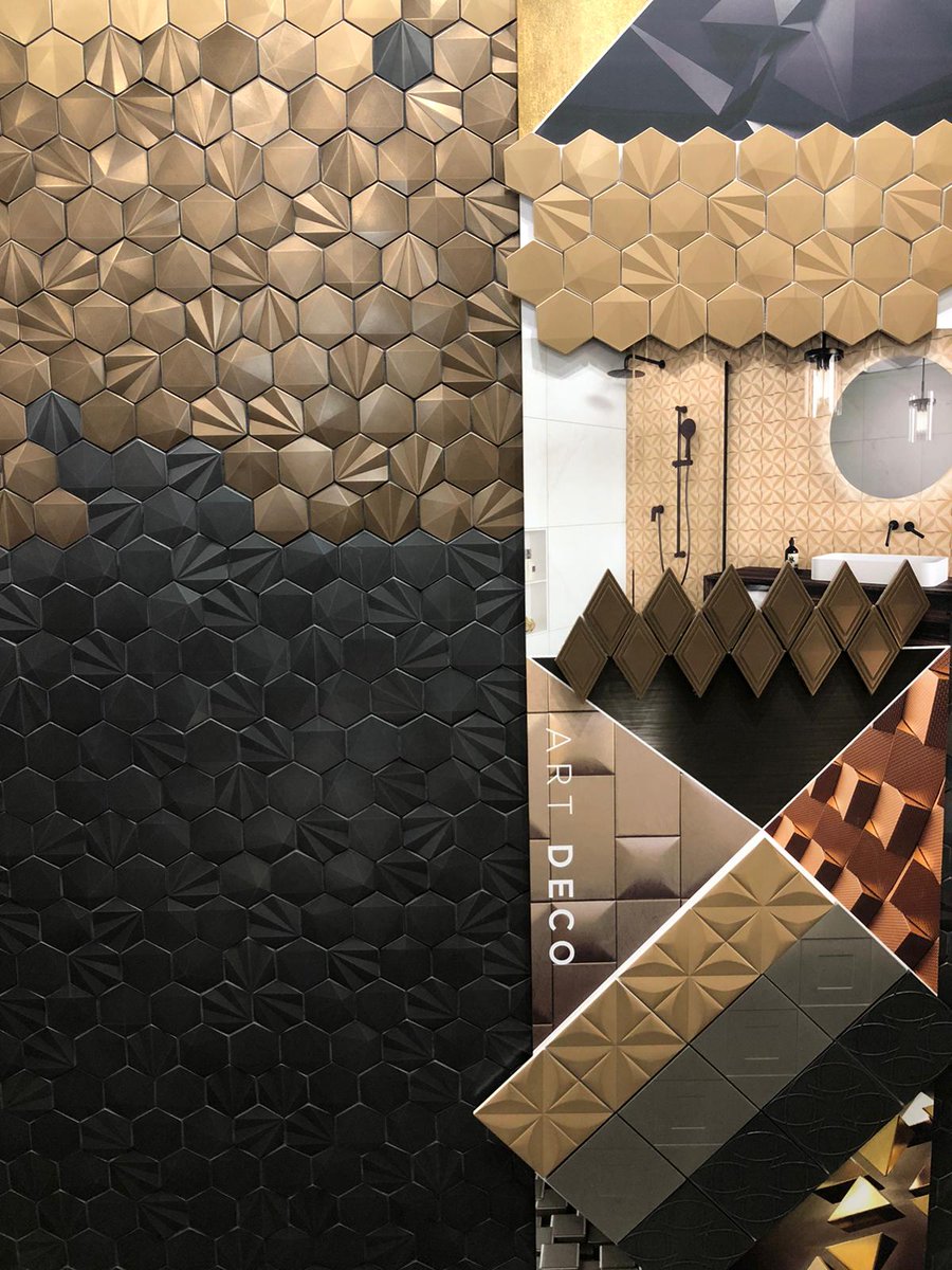 Marazzi_USA's tweet photo. Everyone is talking about Geometal, another new collection we’re previewing at @tiseevents. With its 3D effects, multiple patterns and stunning metallic colors, waiting for its spring release won’t be easy! #TISE2020 #MarazziUSA #tile #Surfaces2020 https://t.co/0yzB8YqlF9