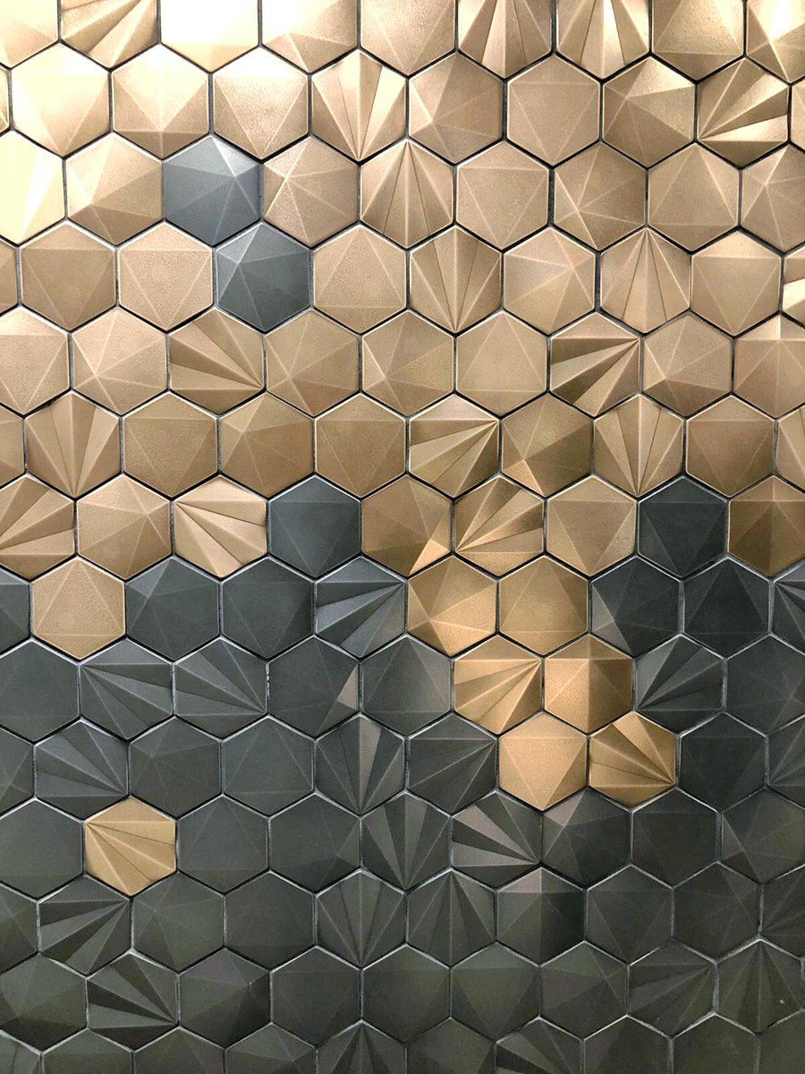 Marazzi_USA's tweet photo. Everyone is talking about Geometal, another new collection we’re previewing at @tiseevents. With its 3D effects, multiple patterns and stunning metallic colors, waiting for its spring release won’t be easy! #TISE2020 #MarazziUSA #tile #Surfaces2020 https://t.co/0yzB8YqlF9