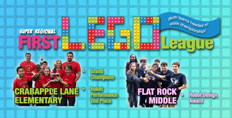 fcboe's tweet photo. WAY TO GO! LEGO teams from Crabapple Lane Elementary and Flat Rock Middle are heading to the state competition after brining home the top awards at the Georgia Super Regional Competition! Rising Starr Middle and Inman Elementary also competed at the event. https://t.co/0AKSZVfI1E https://t.co/biJ8w9IEnZ