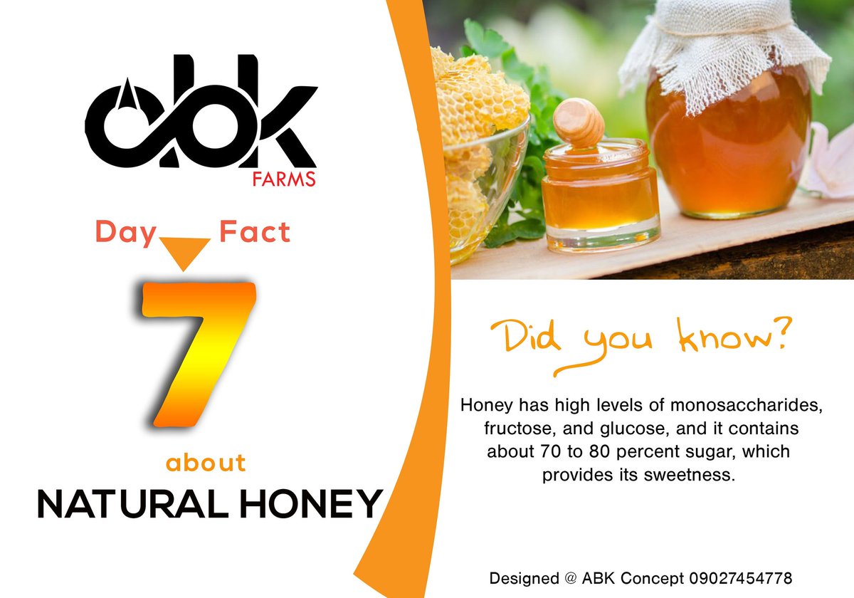 FarmsAbk's tweet photo. Did you know?
#ABKFarms
#Day7
#Fact7
#NaturalHoney https://t.co/QOcg44EWsB