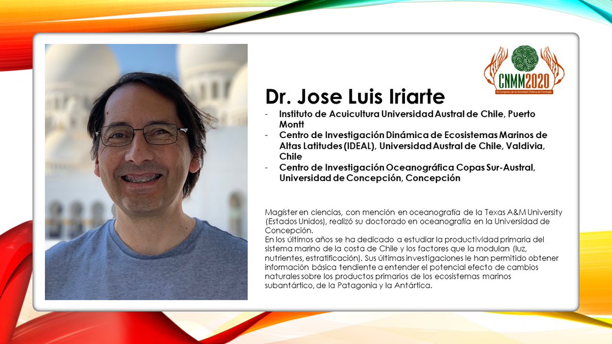 cnmm2020's tweet photo. Tenemos primer Keynote speaker confirmado para nuestro congreso @sochifico! @jluisiriarte de @SedeUACh y @IDEAL_Centro nos hablará de fitoplancton y sistemas marinos antarcticos y subantarcticos! Nos vemos en Octubre Jose Luis! https://t.co/Br3S1wgeE4
