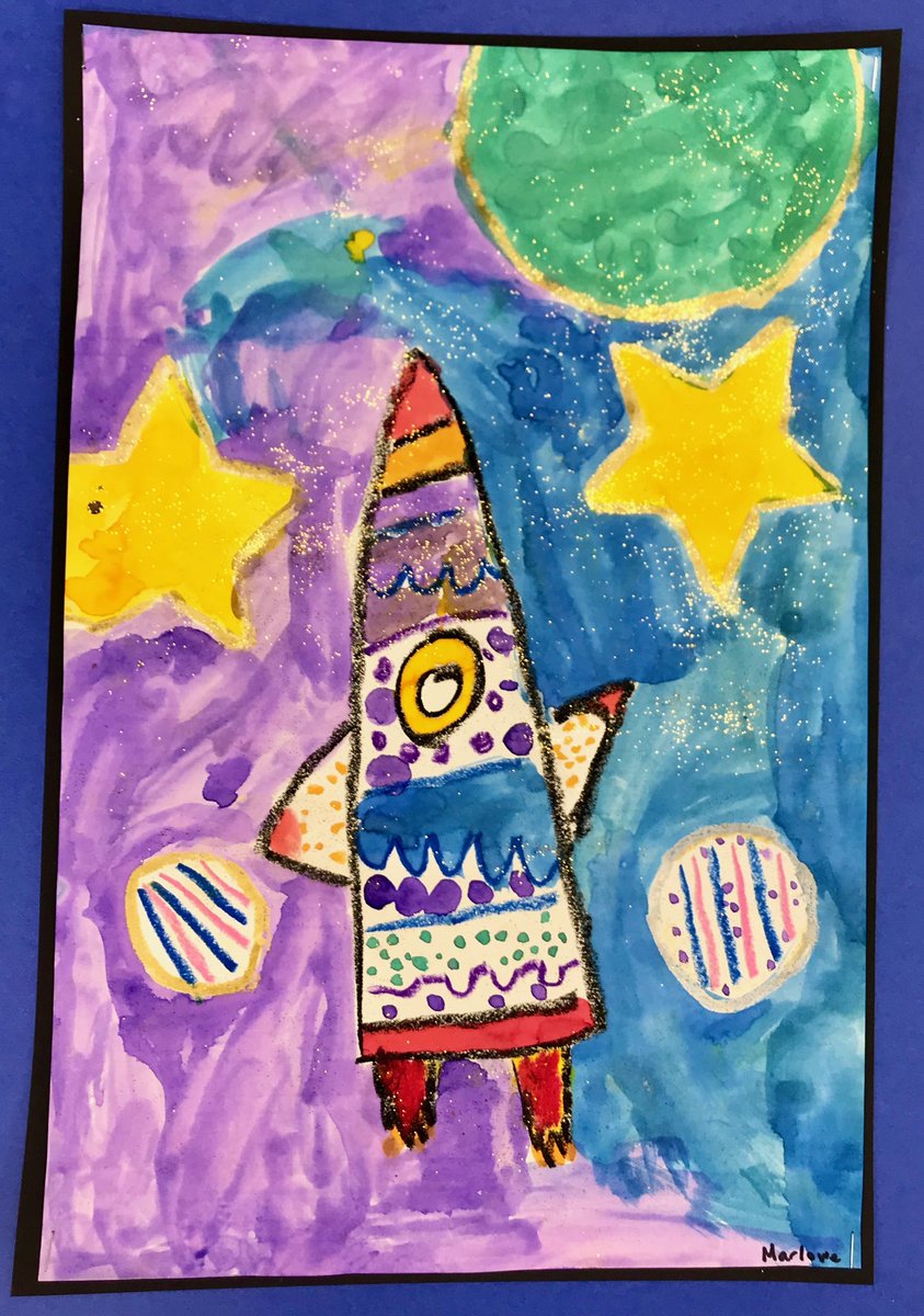 ShiraWaldman's tweet photo. Kindergarten Ss @The_OJCS blast off with their beautiful #LiquidWatercolour rockets #The_OJCSDifference https://t.co/fALWWYr63T