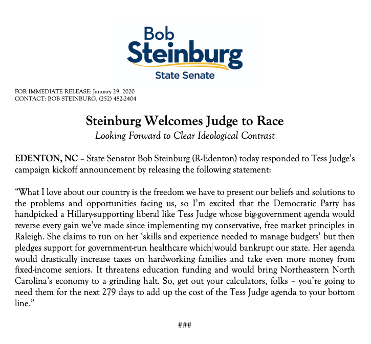 Sen. Bob Steinburg tweet media