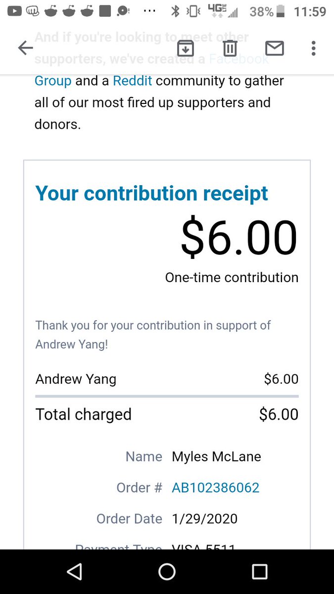 tuser5555's tweet photo. @AndrewYang Donated today! #YangGang #Yang2020 #UBI #YangMonth #FreedomDividend #SecureTheBag #YangGang2020 #barsforyang #iowaforyang #callforyang #textbankingforyang https://t.co/ynFyQWSCNV