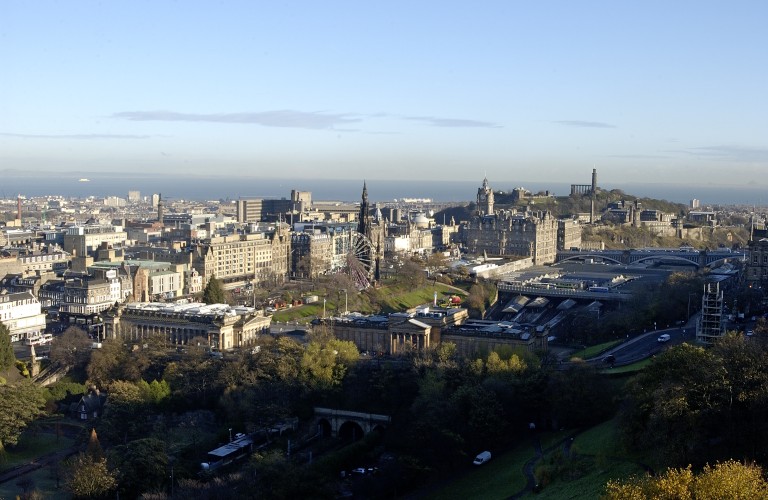 View from Argyle Battery overlooking Princes Street Gardens
