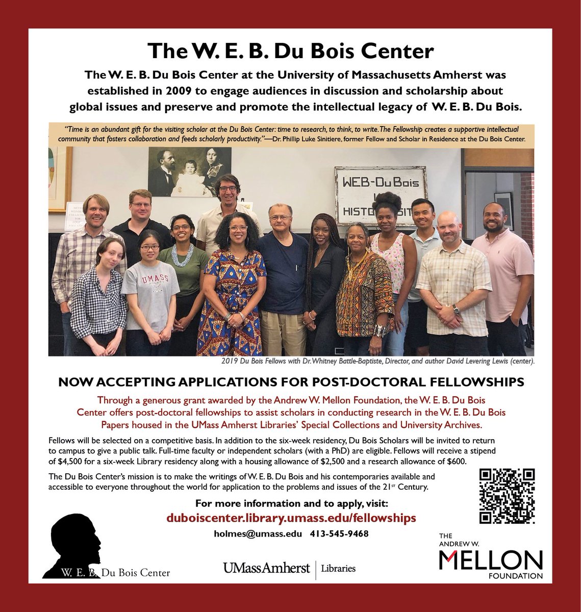 Flyer for Du Bois Center post-doctoral fellowship