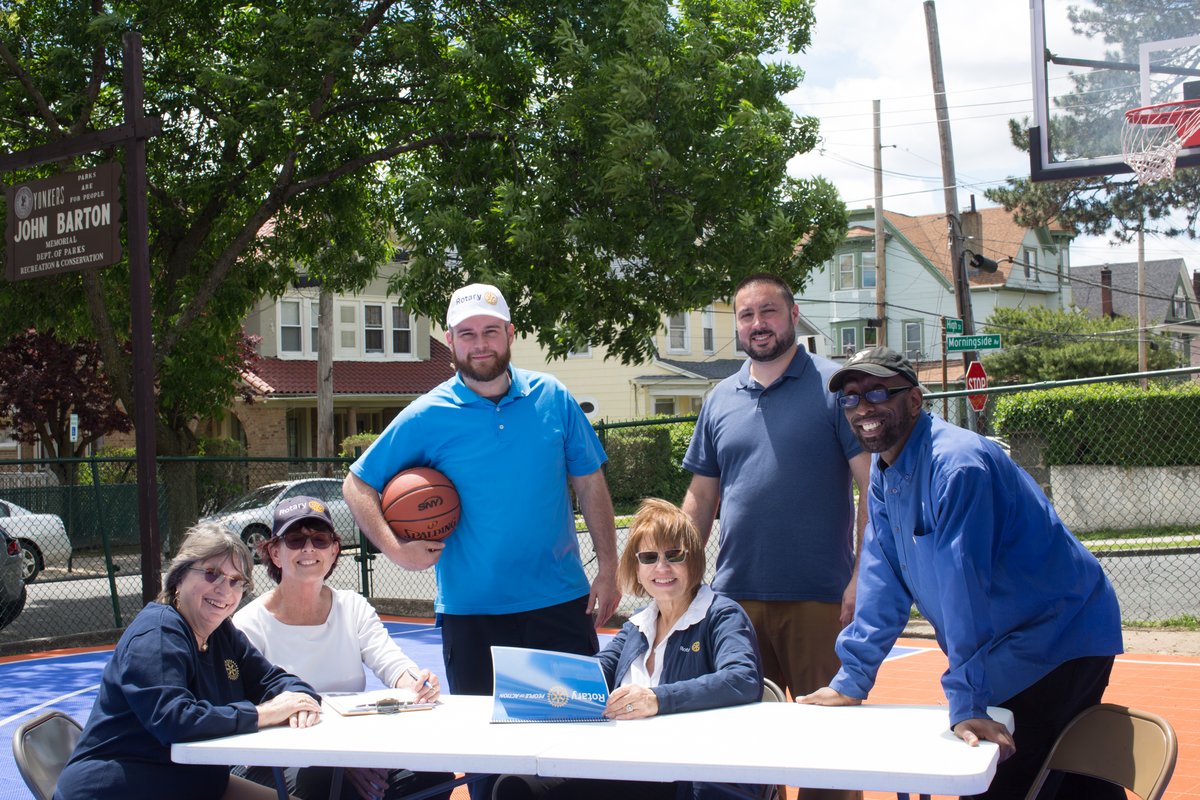Rotary volunteers working together at a table