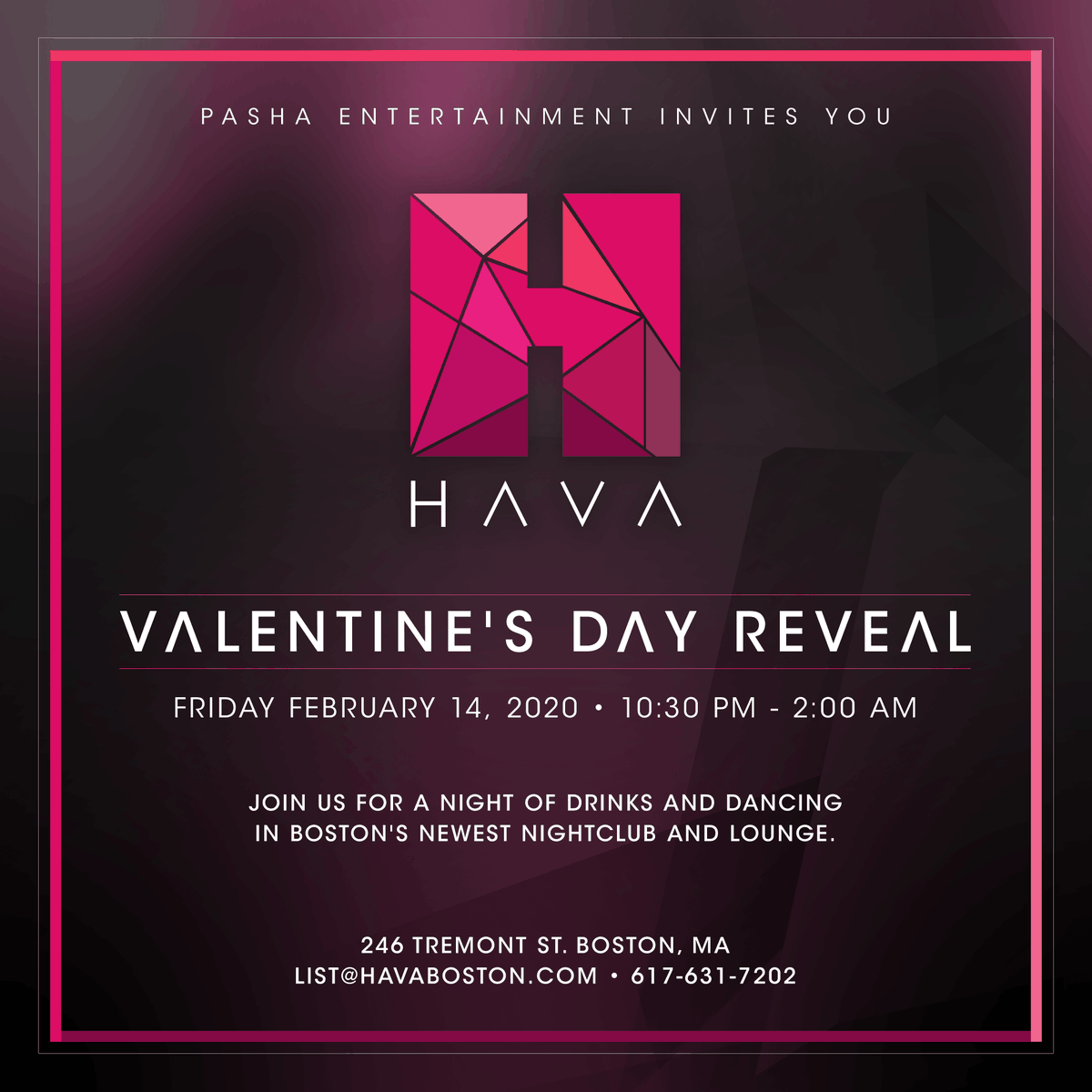 HAVA Is Sending You Love this Valentines Day for the Opening of #HavaFridays 😍❤️
✖️
#Hava #Boston #HavaBoston #Pasha #PashaBoston #VIP #Nightlife #BottleService #Dance #Party #Music #HipHop #Trap #Weekend #BosFeed #IGBoston #Lounge #Clubbing #Weekend #EDM #House