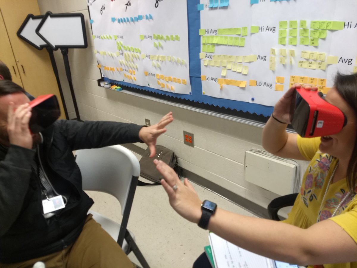 mrsbuckenham's tweet photo. The #fcsdot team worked with #FloydCoSchools SS teachers at today's PLC on ways to use VR/AR in the classroom. Teachers got to experience and explore with Google Expeditions, Tour Creator, and more! #floydpln @ejstallings @nmedley29 https://t.co/0bykU4O8cN