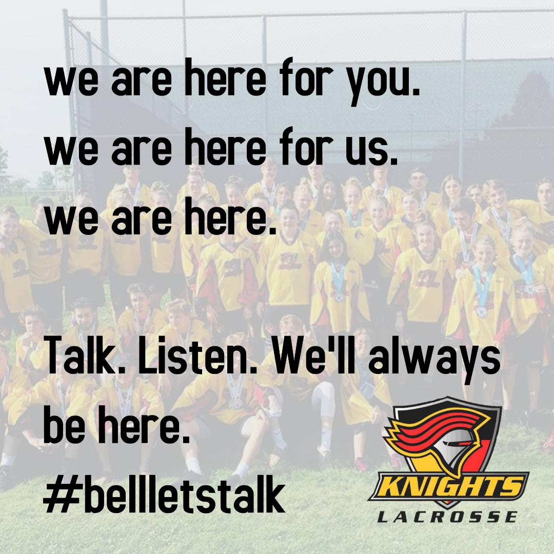 NepeanLax's tweet photo. Your coaches, your teammates, your managers, your parents. 
We are here for you. 
We are here for us. 
We are here. #BellLetsTalk https://t.co/5erKvMh9Yw