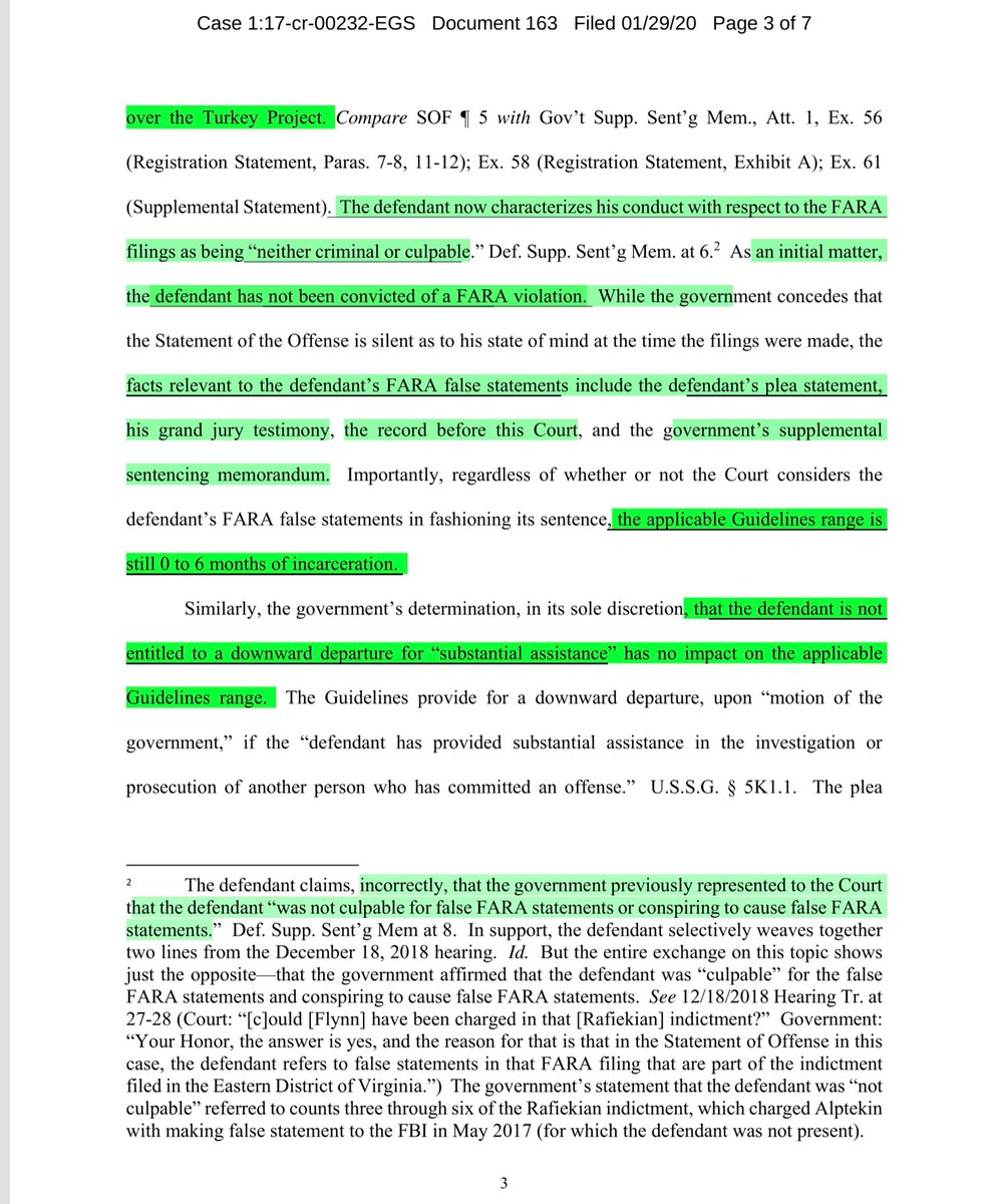 Government overtly says QANON-FLYNN LIED AGAIN, see page2 last sentence and page 3 in it’s entirety Holy FUCK“...which omitted the operative fact that the Government of Turkey provided direction and supervision...