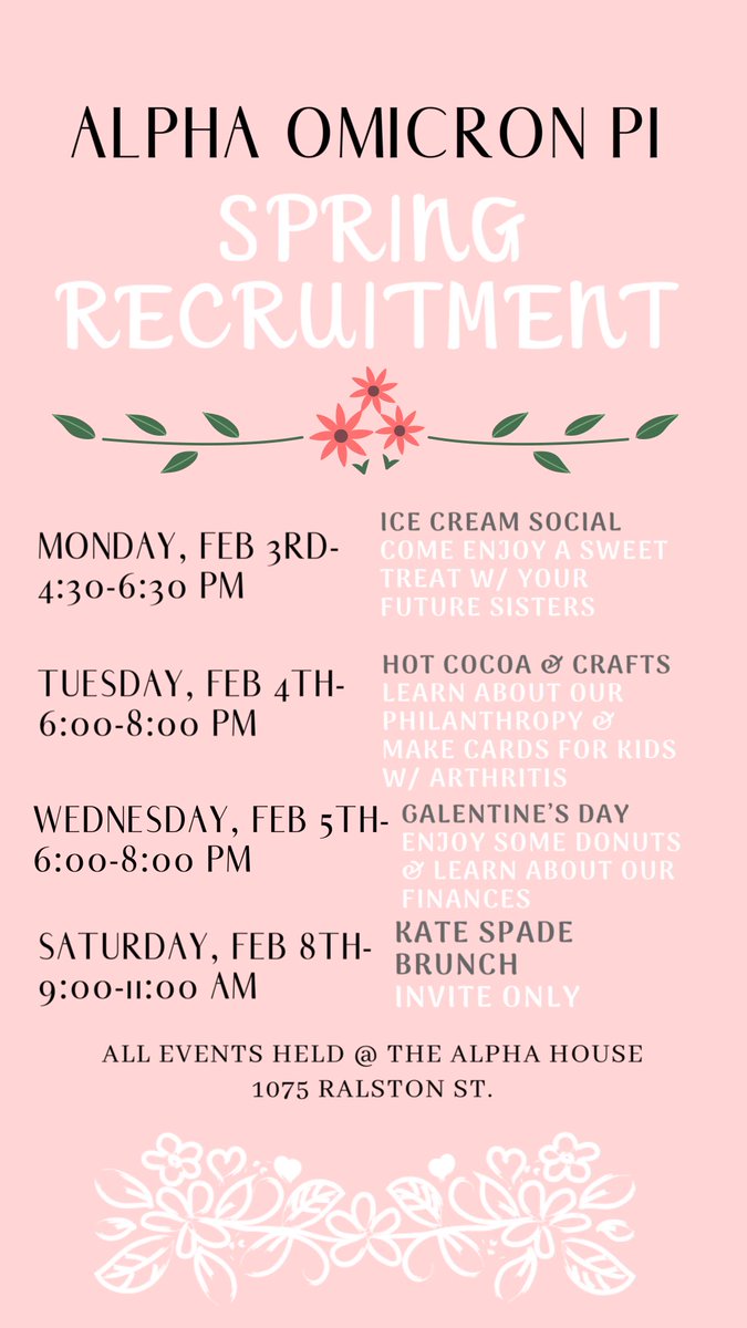 Check out our dates for Spring Recruitment!