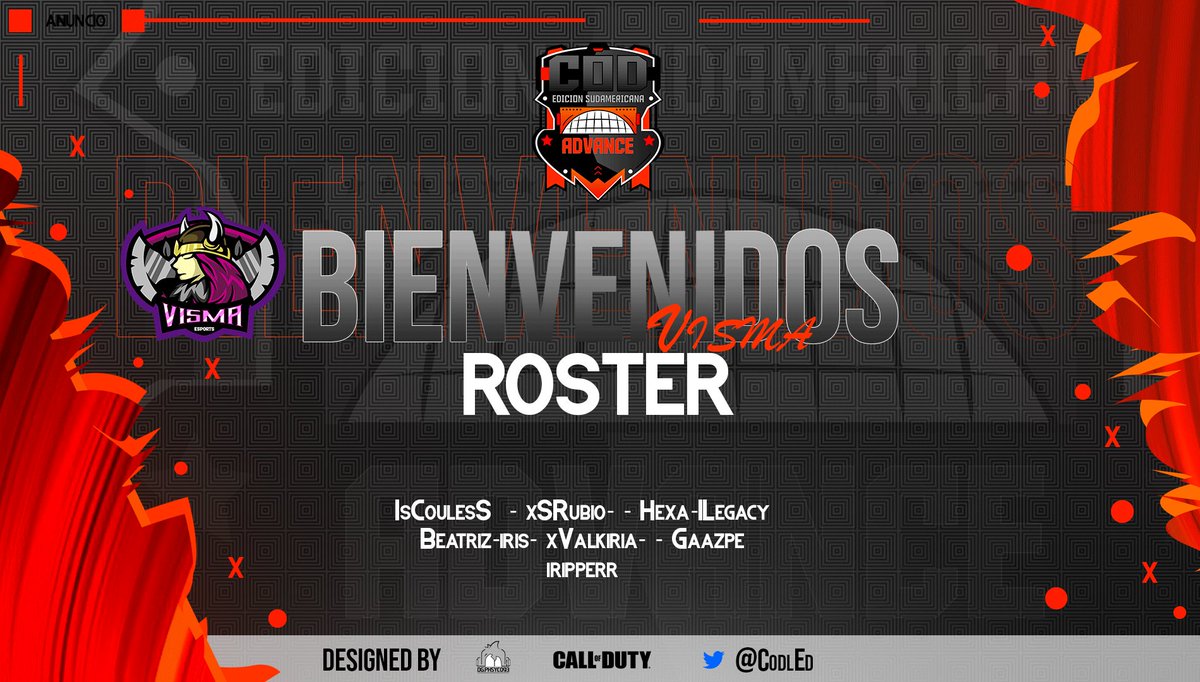 LSC_LATAM's tweet photo. ¡¡¡BIENVENIDOS A LA LIGA ADVANCE!!!

》》》 @VismaeSports  《《《

    " Como dice si historia, aunque estén heridos, luchan hasta el final y combaten hasta la muerte, nunca los des por vencidos."

(ROSTER sujeto a cambios en Liga) https://t.co/S8DYwjzpc1 https://t.co/8eqJZH39BI