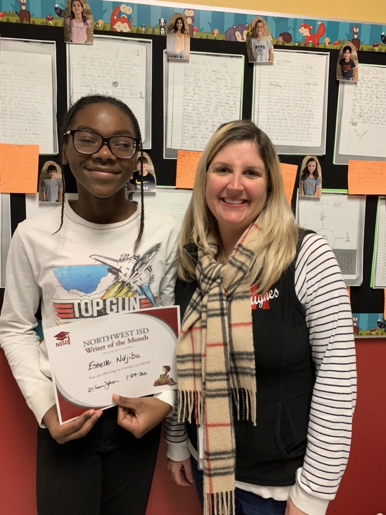 Northwest ISD ELA (@northwestela) on Twitter photo Congratulations to Estelle Ndjibu from <a href="/Hughes_Hawks/">hughes_hawks</a> on being named as an NISD Writer of the Month! She has learned to write with details that help her writing come to life. Congratulations to Estelle Ndjibu from <a href="/Hughes_Hawks/">hughes_hawks</a> on being named as an NISD Writer of the Month! She has learned to write with details that help her writing come to life.