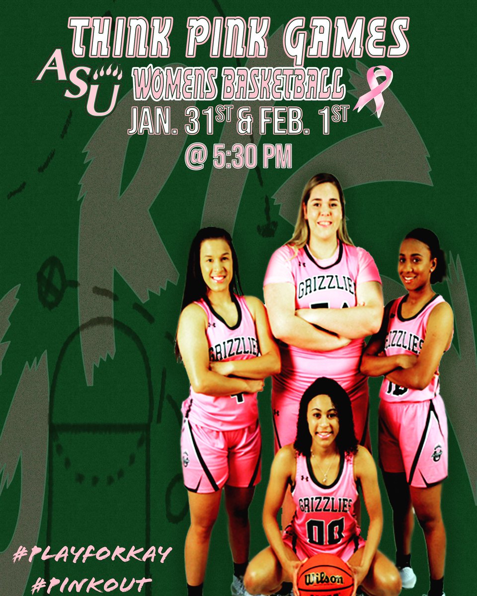 adamsstate's tweet photo. Pink Out with the Grizz this weekend. #ThinkPink #PinkOut #AdamsStateBasketball https://t.co/8BAKqTnwYh