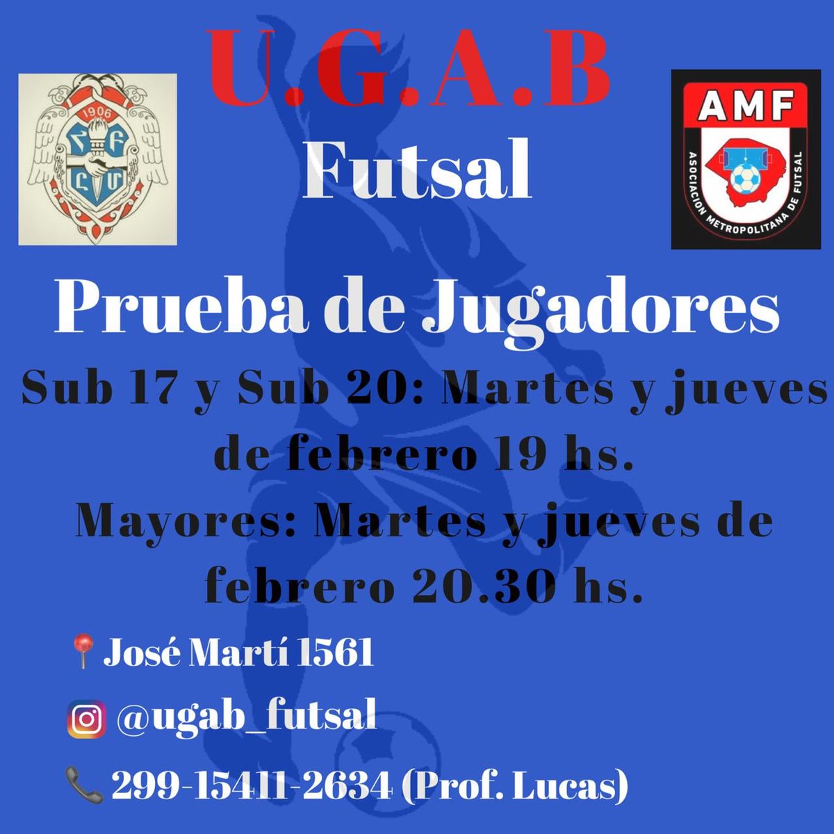 UGAB_Futsal's tweet photo. La próxima semana comienzan las pruebas para encarar con todo el comienzo del año! 

Lindo Ugab
⚽️👏🏻🇦🇲 https://t.co/bhx5QxBN4E