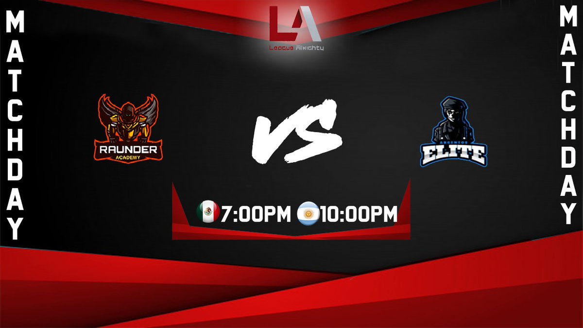 #MatchDay

En el mismo horario tendremos otro buen enfrentamiento entre dos equipos empatados en puntos y buscarán pasar a playoffs.

@RaunderAcademy 🆚 @EliteArgentos 

⏰ 19:00 🇲🇽 | 20:00 🇵🇪 | 22:00 🇦🇷