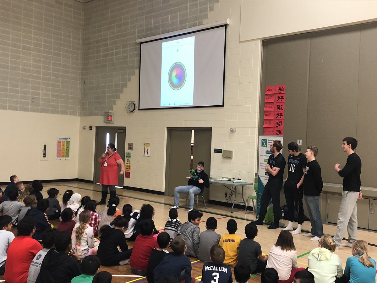 ndumoulin88's tweet photo. Thanks to our brave @keyanohuskies  volunteers Preston and Kylar who showed @WGHillElem students how Heart Math @HeartMathInst can help students keep track of their breathing and heart rate! #BellLetsTalk @FMPSD https://t.co/G9EsbpgH3U