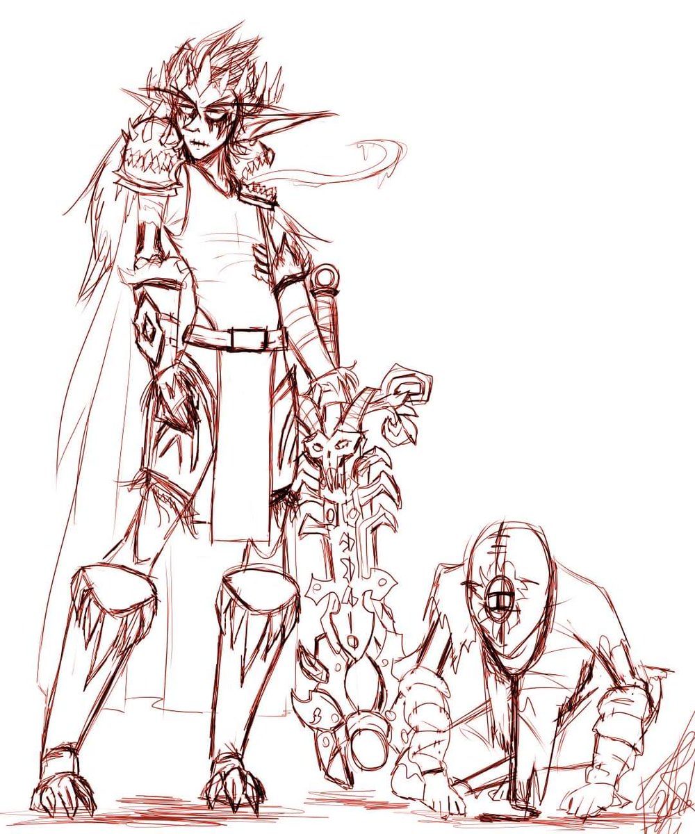 Sylvan_ass's tweet photo. I love making character designs.
Rhys as a night elf death knight, along with his geist, Dumpy, from my Warcraft AU.
Gonna finish the sketch tomorrow.

#borderlands #talesfromtheborderlands #crossover #rhysstrongfork #worldofwarcraft #sketch #undead #deathknight #tftbl https://t.co/FRzKfgWDzz