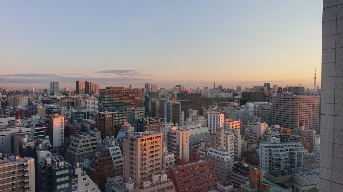 uochan333's tweet photo. 太陽は見えなくて伝わりにくいけど日の出時刻の一枚。右側にわずかにスカイツリー！
一日頑張ろう！
新型ウイルス心配だからマスクはしとこう！

#スカイツリー #東京 #日の出 #始まり https://t.co/l6UjSP1fPC