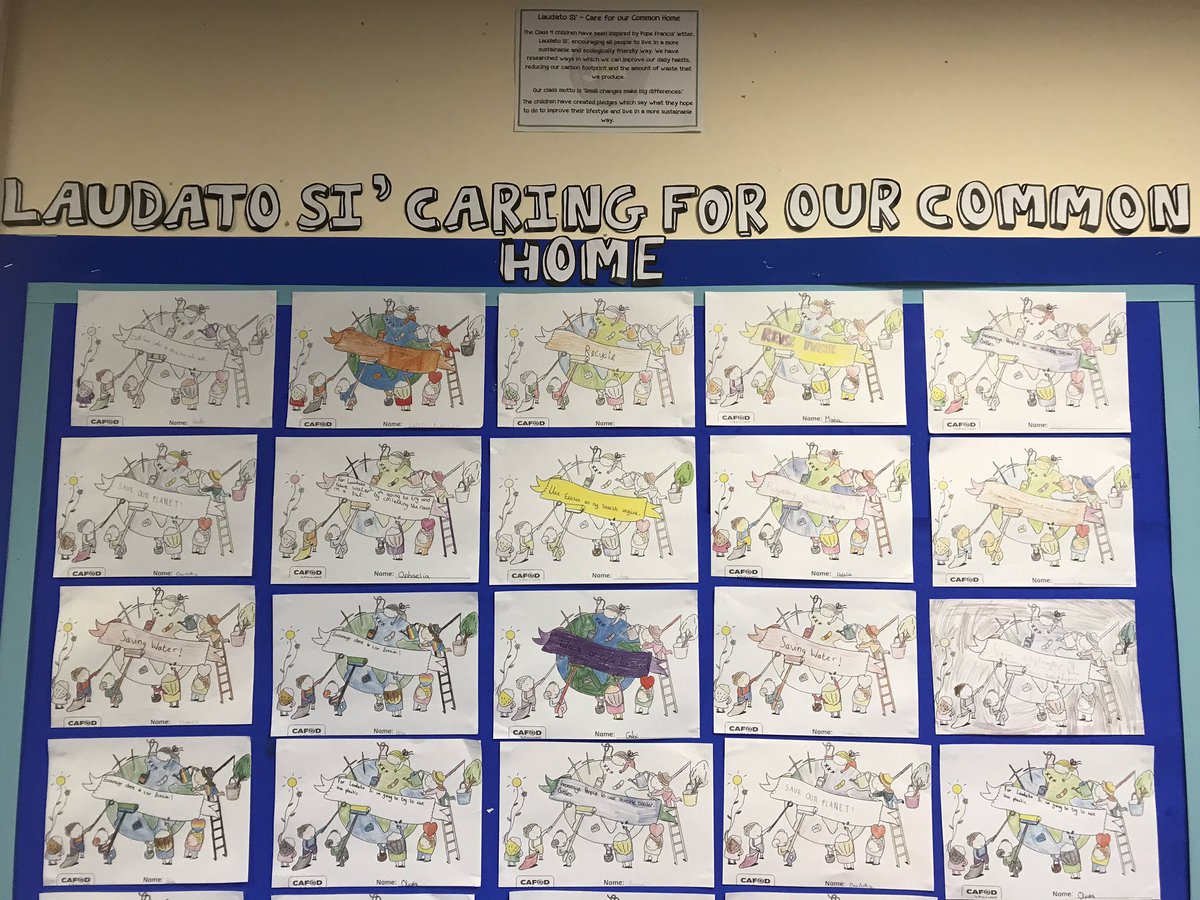 Cathedralplym's tweet photo. Our #GIFTchaplaincy team have been working hard to promote Laudato Si’ (@Pontifex letter to promote sustainable living). Some great ideas and a real buzz around the school!#schoolofJOY #smallchangesmakebigdifferences @CatholicCluster @PlymouthCAST @SrJudithRussi @Sarahhb65 https://t.co/5QYE2DkCtz