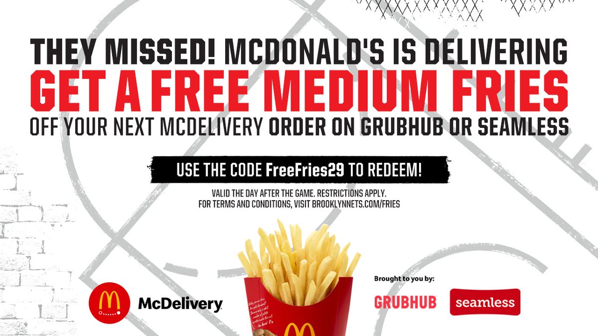 FREE FRIES COMIN' AT YA 🍟

BrooklynNets.com/Fries