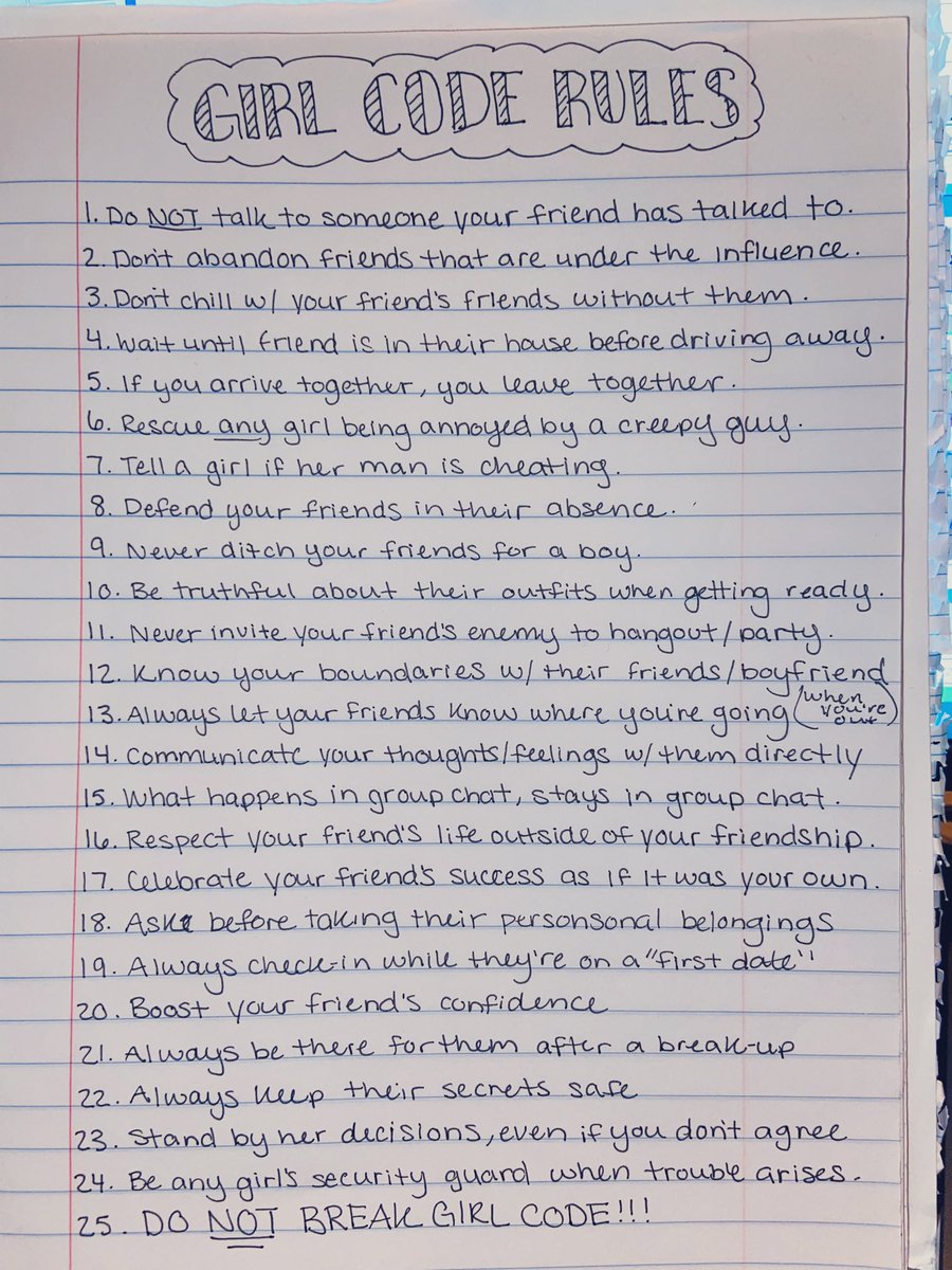 chanhphengmp's tweet photo. Girl code rules, fuck out my life if you canโt followโผ๏ธ๐ฃ๐ฏ๐ค๐ป#girlcode #rulesforgirls https://t.co/FAUUQfLuc2
