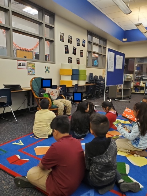 daphneypoole's tweet photo. Who says the librarian has to do the read aloud? @LakelandES 😃 https://t.co/s3AnMkOiJH