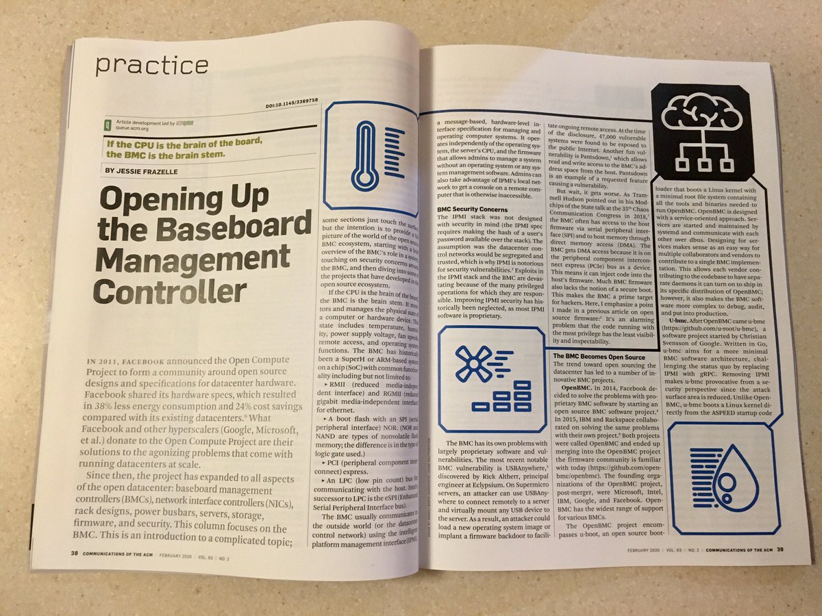 Photo of CACM article “Opening Up the Baseboard Management Controller”