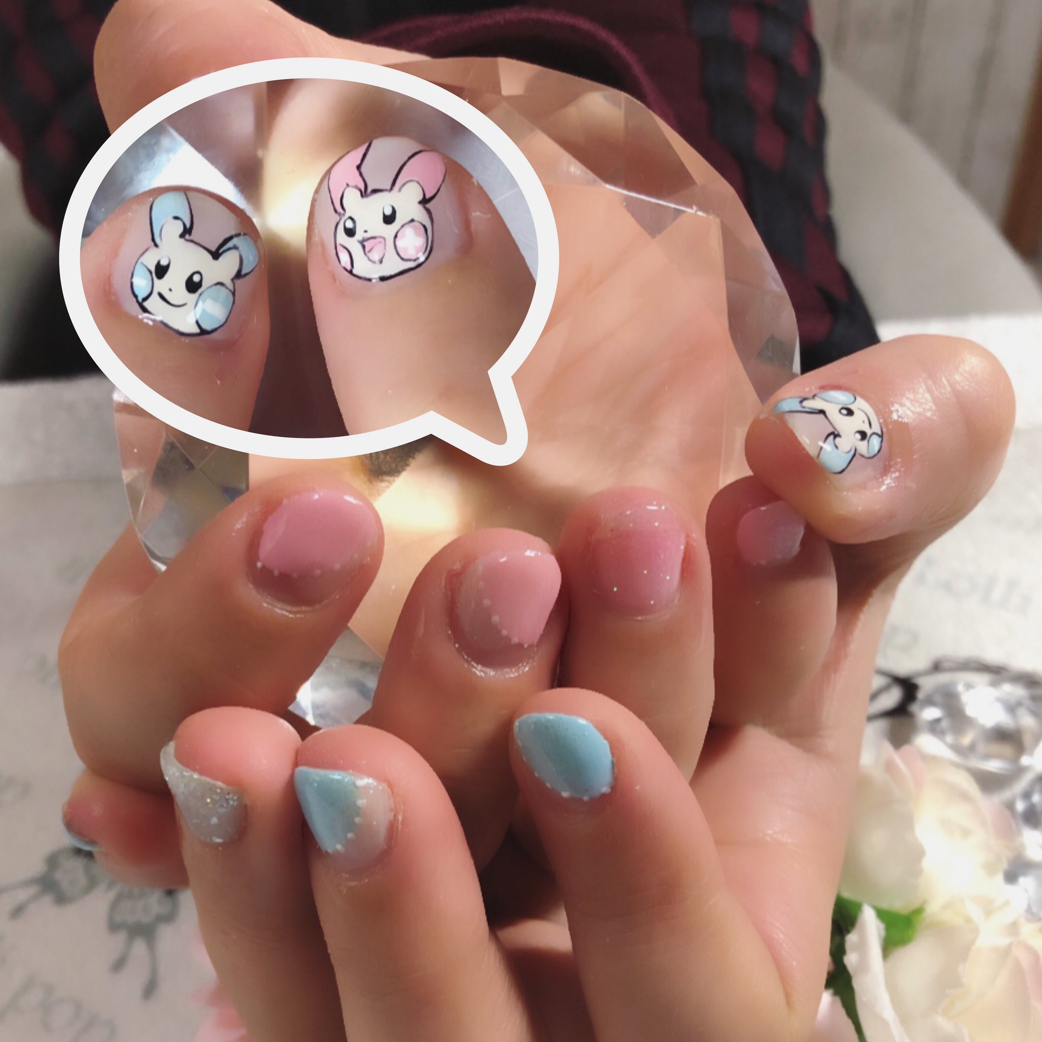 Namihey Twitterissa ジェルネイル Lollipopnail 自爪を削らない パラジェル 自宅サロン ネイル ネイルデザイン トレンドネイル ポケモンネイル プラスルマイナンネイル プラスルネイル マイナンネイル 手描き ちゅるるん Nailstaglam