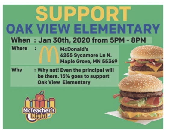 oakviewPTO279's tweet photo. JOIN US FOR RESTAURANT NIGHT ON THURSDAY!! https://t.co/kFATFjw0zF