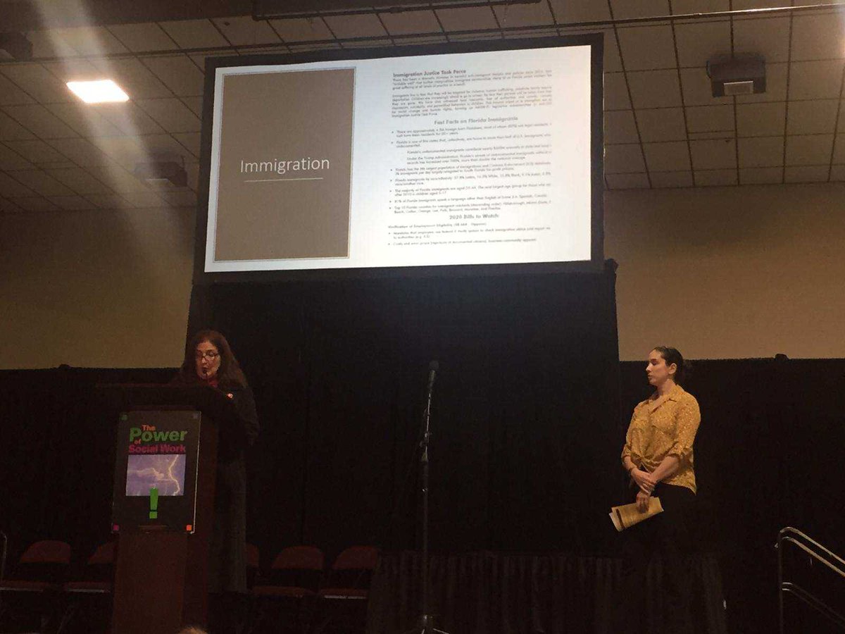 FloridaPolicy's tweet photo. FPI's Alexis Davis (@SocialPsychA) attended @naswfl's Legislative Advocacy Education Day earlier this week, where she gave a presentation on state immigration policy to a packed room! #LEADFL https://t.co/ddfARhnPya