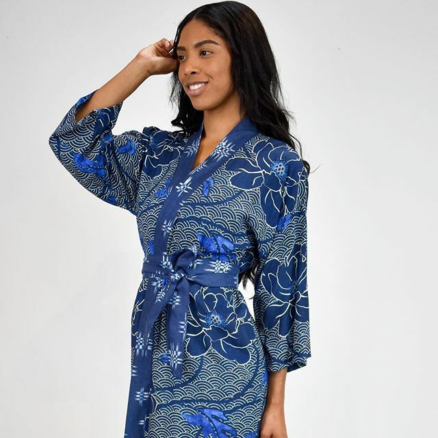 open_the_kimono's tweet photo. New pieces added to the website! This is beautiful Deb in the Peony Wave Robe 😍 🌸🌊 https://t.co/24cNSgMfuG https://t.co/8AlHzE16zJ
