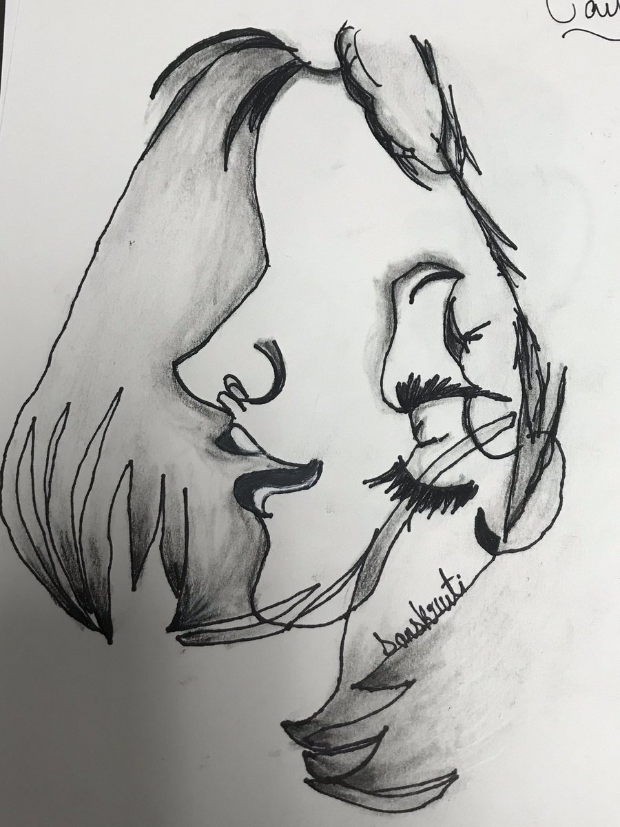 CarrieLyn22's tweet photo. Love these Blind Contours- created by only looking at the subject, not at the paper! Honors Art rocks. https://t.co/w6aSEDTCP3