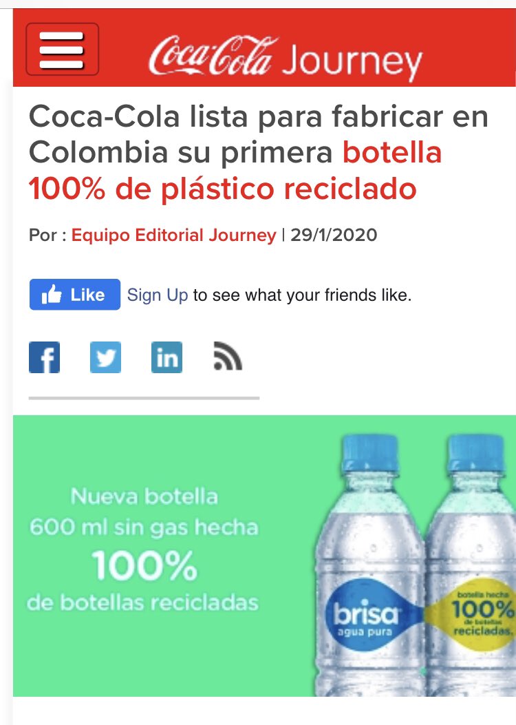l_felipetorres's tweet photo. Dos excelentes noticias nos trae la industria de bebidas #ANDIBebidas. @CocaColaLC y @postobonoficial ponen en el mercado botellas con 100% PET reciclado. Acciones y resultados concretos como ejemplo exitoso de economía circular ♻️. Felicitaciones! @ANDI_Colombia https://t.co/VHpu9qfoyY