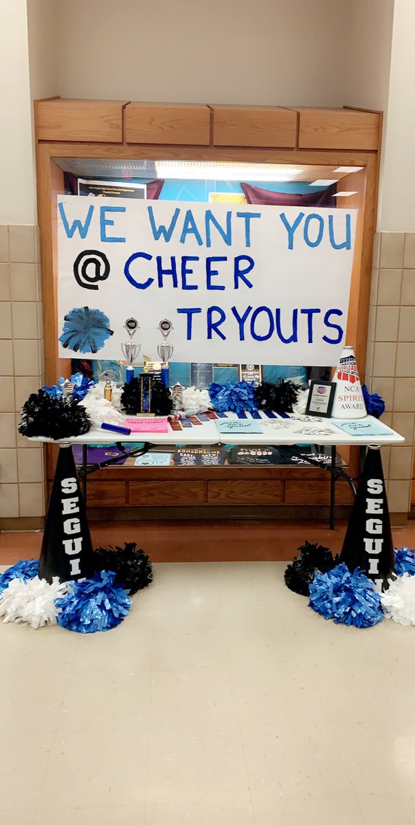 HasleyHistory's tweet photo. Welcome upcoming Freshmen!! Join the spirit of SHS with Cheer tryouts Match 2-4! Come to parent meeting for all the details! #seguinnation #wevegotspirit @JuanSeguinHS https://t.co/kj35Y2UDBp