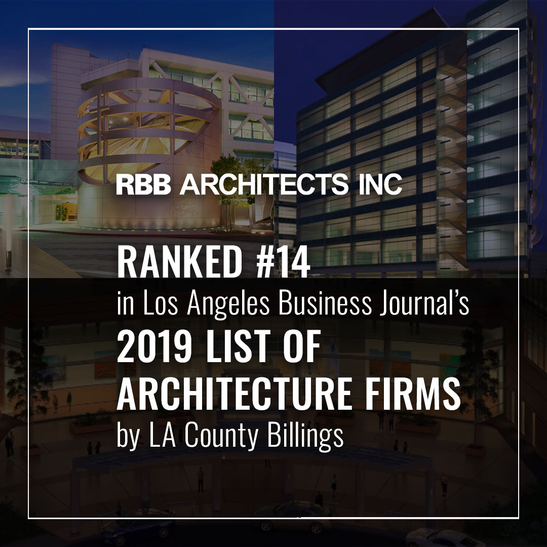 RBB Architects Inc. was ranked #14 in LA's Business Journal 2019 LIST OF ARCHITECTURE FIRMS by LA County Billings.

labusinessjournal.com
#rbbarchitectsinc #businessjournal #labusiness #architecturefirms #laarchitecturefirms #lacountybillings #LABJ #losangelesbusinessjournal
