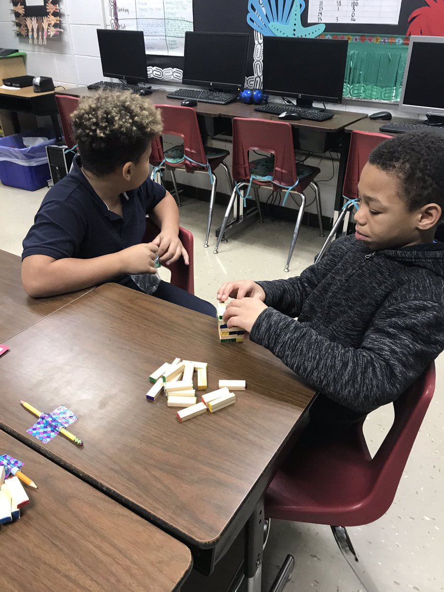 KearrraT's tweet photo. Today we celebrated the 100th day of school with a fun game of Jenga.
#NoWorksheetWednesday @watterson_elem https://t.co/HElmreGA0f