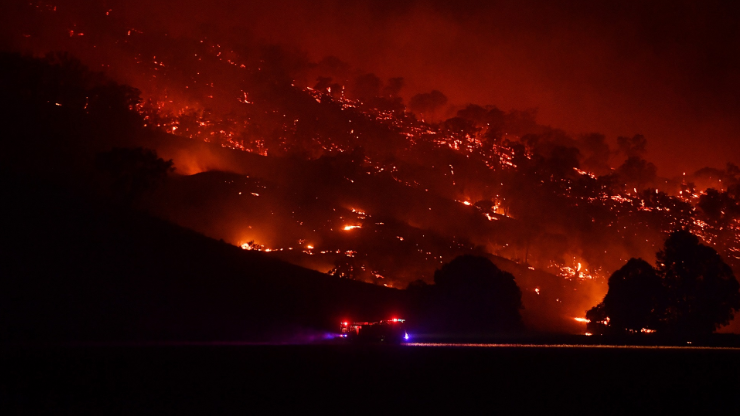 Firefighters conduct property protect patrols in Mount Adrah. About 1995 homes have been destroyed and another 816 have been damaged across NSW. Credit: Sam Mooy/Getty Images