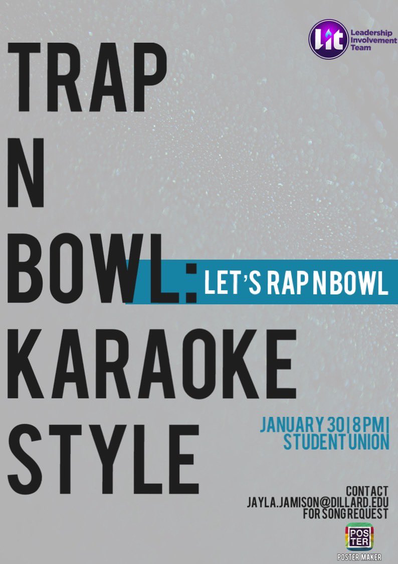duCPT2_1869's tweet photo. Tomorrow we are taking over the union 🤩 We have the @curvygirlzdu 2020 Vision Board Party in the ballroom at 7pm then Trap N Bowl: Karaoke style 😜 in the bowling alley at 8pm‼️ Let’s Rap, Bowl and Create our vision boards ✨.
#DULit https://t.co/jT35JLGIAG