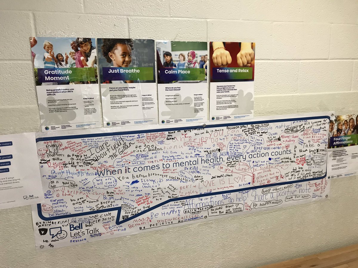 GillanSamantha's tweet image. We just went all out. Say it and write it #BellLetTalk @Bell_LetsTalk full of affirmations @CourcelettePS might need another banner?