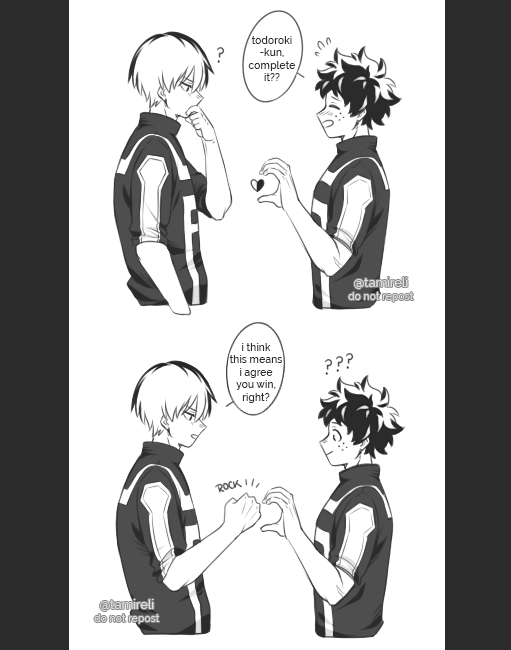 An attempt was made before this pic ? and then when izuku finally understood what was happening, his heart filled with endearment for this clueless boy. the end 
#bnha #mha #tododeku 
#todoizu #轟出 