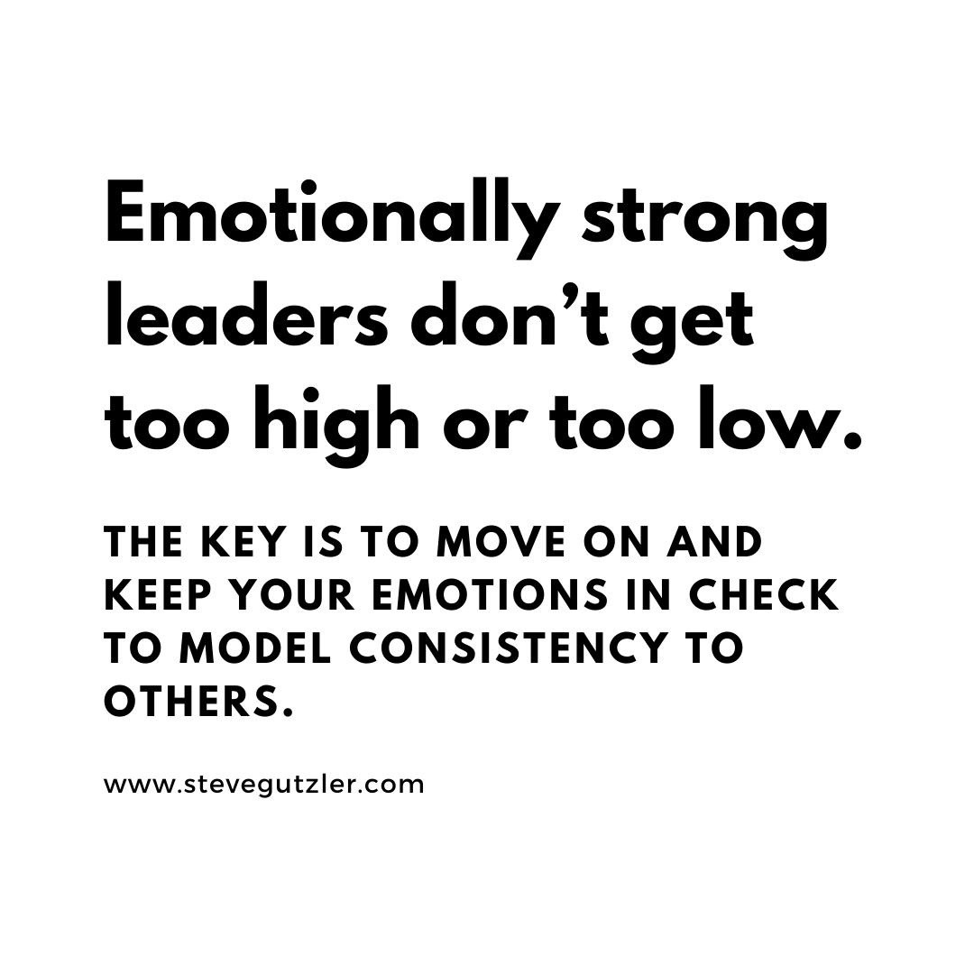 SteveGutzler's tweet photo. Emotionally strong leaders don’t get too high or too low.  💯

Celebrate victories for 24 hours. Grieve losses for 24 hours. ➡️ The key takeaway is to move on and keep your emotions in check to model consistency to others. 

#emotionalintelligence #success #leadership https://t.co/xLr4IdAFBg