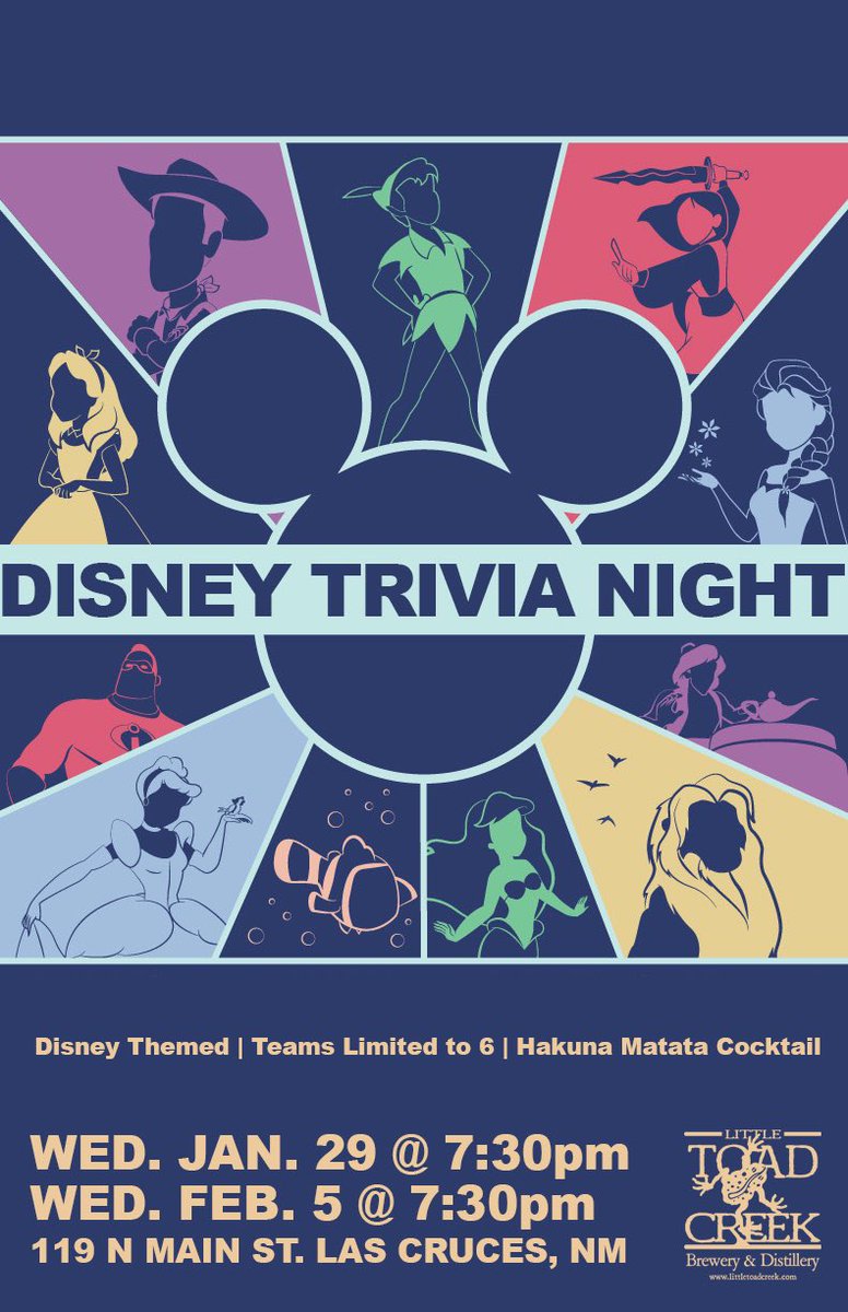 Tonight at 7:30pm! Disney Trivia is in the house!! Try one of our Hakuna Matata cocktail!
#littletoadcreek #disneytrivia #hakunamatatacocktail