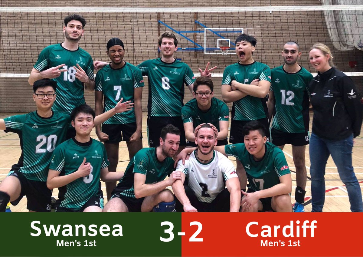 swanseaunivball's tweet photo. *RESULTS*: Our men’s 1st finished their match against Cardiff 1st. Despite Cardiff’s hard efforts our men’s won 3-2, with the last set at 15-8. Good job to all💚🏐. .
.
.
.
@Sport_Swansea @swanseauni #volleyball #ssresult #swanseauni #swanseaunivolleyball https://t.co/8FM4eXs2tq