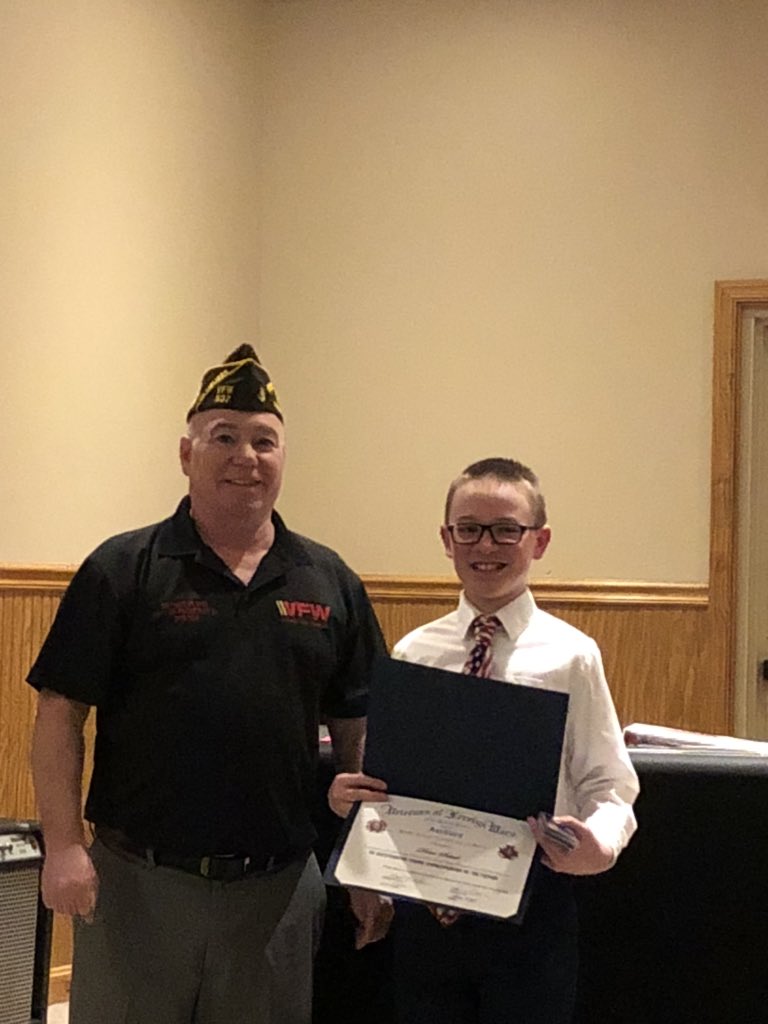 CM_Patriots's tweet photo. Congratulations to Kayleigh Thompson, Hailey Salada and Drew Scheib on their award winning essays for the topic “What Makes America Great.”  Special thanks to the VFW as well for hosting and providing the scholarships. #WestShoreProud #CMSproud https://t.co/jiMvWabN7S